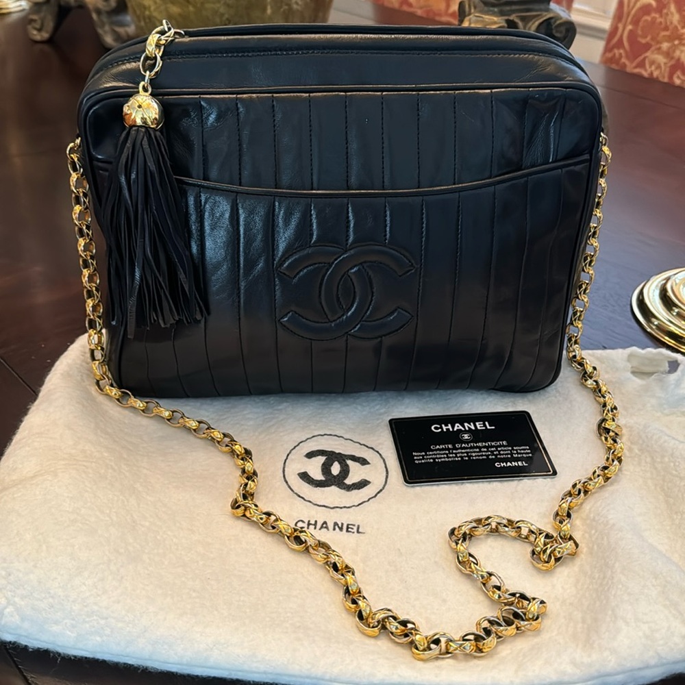 Vintage Chanel Chevron Medium Lambskin Camera Bag by Karl Lagerfeld